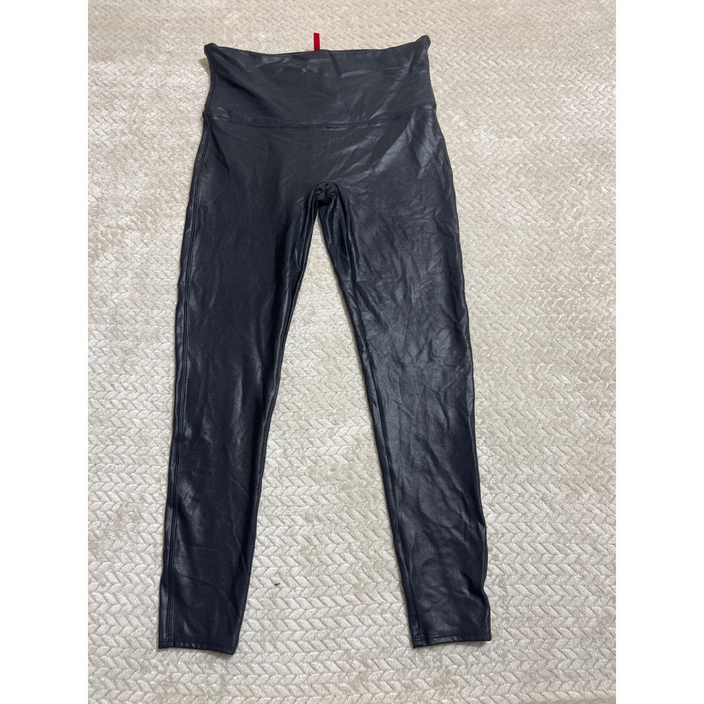 Spanx Faux Leather Leggings Very Black High Rise Petite XL/TG 2019P